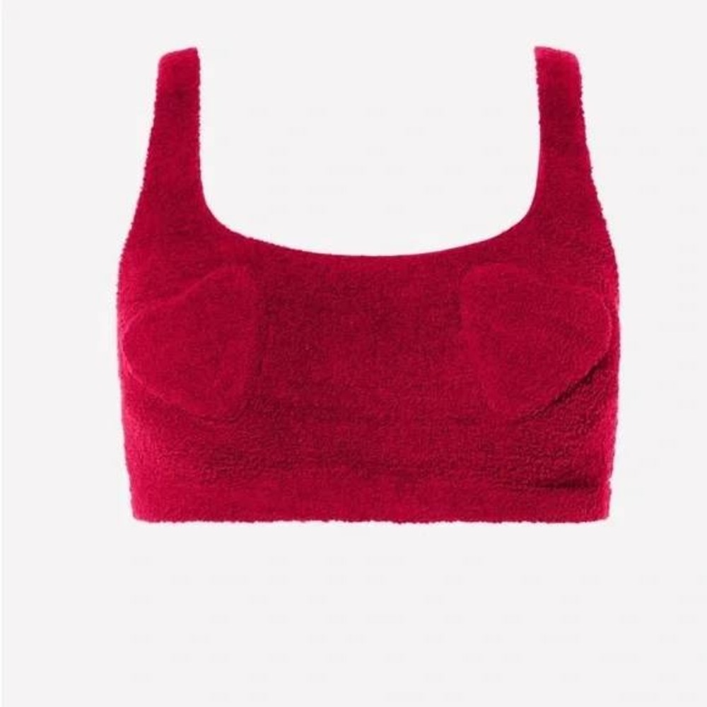 NEW $50‎ YITTY X Fabletics Red Fuzzy Heart Bra top camisole cozy PLUS 3XL XXL